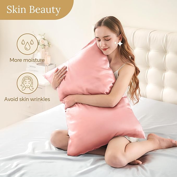 INFIIXSO Mulberry Silk Pillowcase for Hair and Skin, Silk Pillow Cases Standard Size with Hidden Zipper 20"x26", Extraordinary Smooth and Soft Cooling Pillow Cases for Hot Sleepers(Blush Pink, 1 Pack)