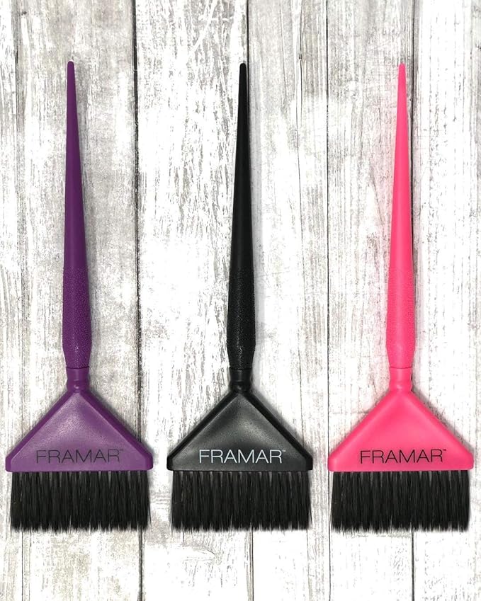 Framar Hair Color Brush Set - Hair Dye Brush Kit, Hair Coloring Brushes for Hair Stylist, Tint Brushes for Hair Color, Tapered Edges for Precision – 3 Pack