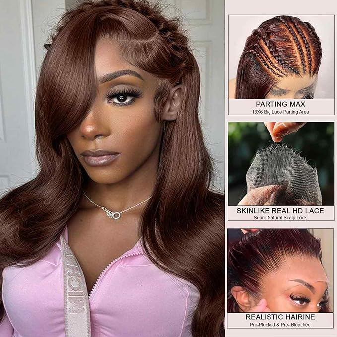 WOWANGEL 13x6 HD Lace Front Wigs Human Hair Body Wave Pre Plucked SKINLIKE 0.1mm Extremely Thin Real HD Lace Front Wigs 250% Density Glueless Human Hair Wigs for Women 26 Inch