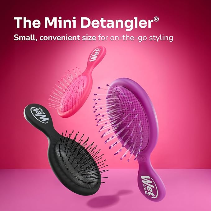 Wet Brush Mini Detangler Hair Brush, Chrome (Iridescence Icon), Detangling Travel Hairbrush, Ultra-Soft IntelliFlex Bristles Glide Through Tangles with Ease, Pain-Free, All Hair Types, Limited Edition
