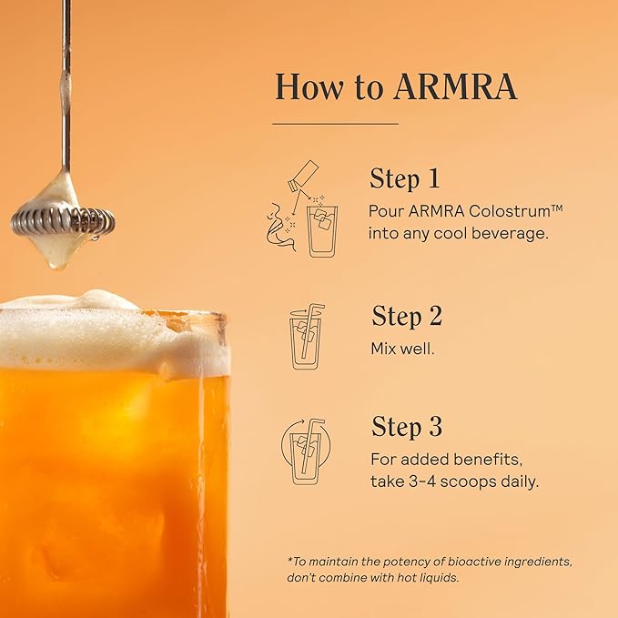 ARMRA Colostrum™ Powder | Blood Orange | Gut Health & Bloating | Skin & Hair | Immunity | Keto, Gluten & Fat-Free | 60 Servings