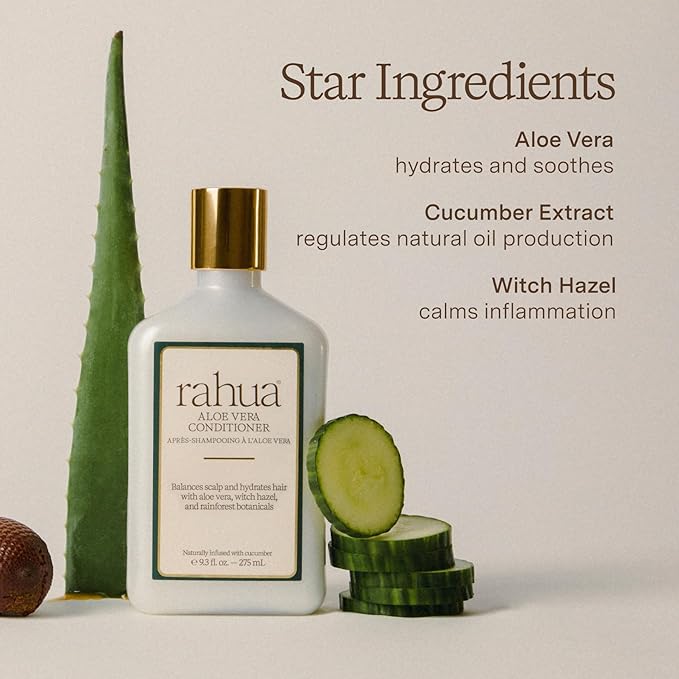 Rahua Aloe Vera Conditioner, Vegan Clarifying Conditioner for Women, Color Safe Hair Care with Aloe Vera, Cucumber Extract, Witch Hazel Oil, Sulfate Free, Soothes Dry Scalp, 9.3 Fl Oz