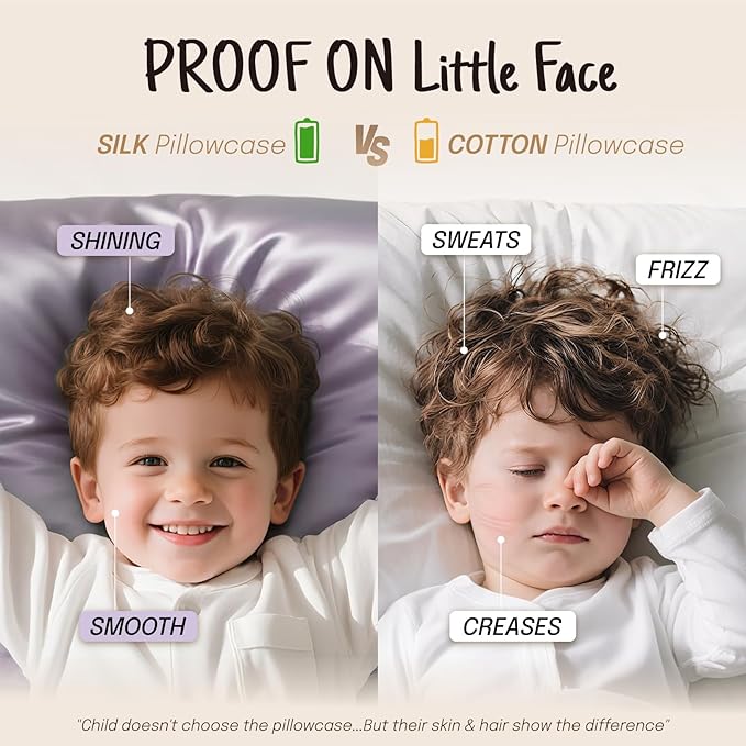 OLESILK 100% Mulberry Silk Toddler Pillowcase for Hair and Skin, Both Sides 19 Momme Pure Natural Silk Travel Pillow Cases with Hidden Zipper, 13"x 18", Charcoal