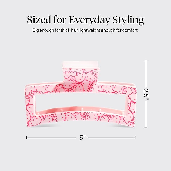 Kitsch Hello Kitty Recycled Plastic Jumbo Claw Clip, Extra Large claw Clips for Thick Hair, Big Hair Clips for Thin Hair | Ideal Gifts for Women (1 Piece, Pink Kitty Faces)