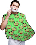 Beard Bib with 3 Suction Cups, Non-Stick Waterproof Hair Catcher Apron, Men's Shaving Essential for Grooming, Green Frog Kawaii Shave Bib