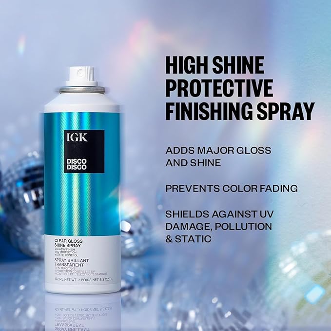 IGK Glass Hair Duo | Good Behavior Spirulina Smoothing Spray + Disco Disco Clear Gloss Shine Spray | Keratin Like Treatment + Glossy Finish | 5.6 oz + 5.3 oz