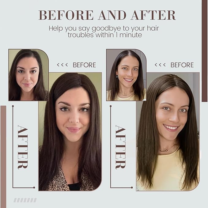 Hair Toppers for Women Real Human Hair, 360° 3D Human for Women with Thinning Hair Upgrade Middle Part Clip in Bangs Pieces Daily (Light Brown, 18 Inch-3D-Side)