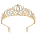 Didder Gold Crystal Tiara Crown Headband Princess Elegant Crown with combs for Women Girls Bridal Wedding Prom Birthday Party