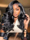 KLAIYI Bye Bye Slip™ Loose Body Wave Wig Layer Side Part 200% Density 7X5 Pre Cut Lace Front Wigs Human Hair Drawstring Glueless 30S Ready to Wear and Go Beginner Wig Pre Plucked Bleached Knots 20Inch
