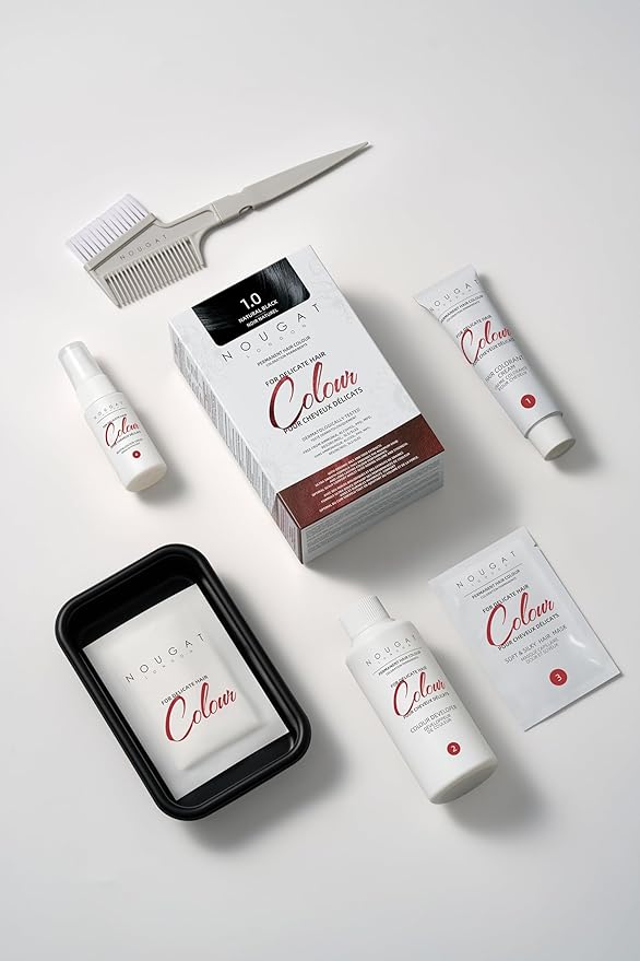 NOUGAT Dark Chestnut Permanent Hair Color Kit - 100% Gray Coverage, Ammonia Free & PPD Free for Sensitive Scalp - 3-in-1 Color, Repair & Nourish System with Anti-Aging Hair Mask & Essence
