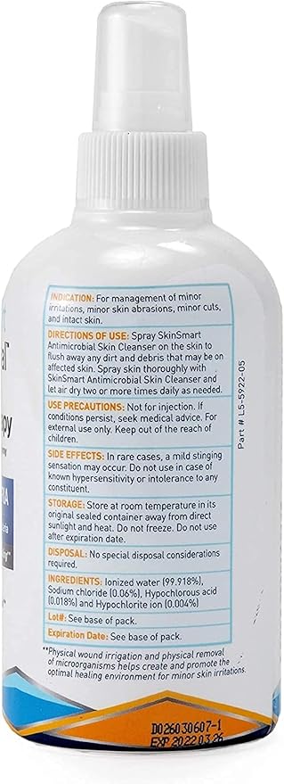 SkinSmart Antimicrobial Eczema Therapy with Hypochlorous Acid, Safely Removes Bacteria so Skin Can Heal, for Adults, Kids and Seniors, Travel Size 2 Ounce Clear Spray (Pack of 3)