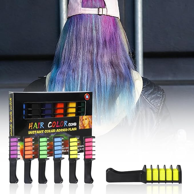 12 Colors Instant Hair Color Comb Washable Quick Dry Vibrant Temporary Color,Provides Vibrantss Temporary Hairs Color,Suitable for All Ages Perfect for Birthday Parties and Gifts