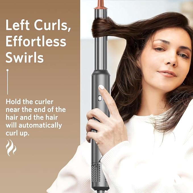 Air Styler Hair Dryer Brush - 6 in 1 Hair Styler Ionic Auto Wrap Hot Air Curler Blow Dryer Brush, 38m/s High Speed Blowout Airflow Hair Dryer Multi Styler Fast Drying Styling for Curly/Straight Hair