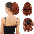 Ponytail Extension, Clip on Ponytails for Women, 9" Claw Clip in Short Curly Wavy Pony Hair Extension for Women - Auburn
