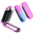 Travel Hair Brush with Mirror,2 Pack Folding Hair Brush Travel Size Hair Massage Comb Compact Hair Brush Foldable Pocket Hairbrush for Women and Men, Hair Styling Tools (Pink & Gradient)