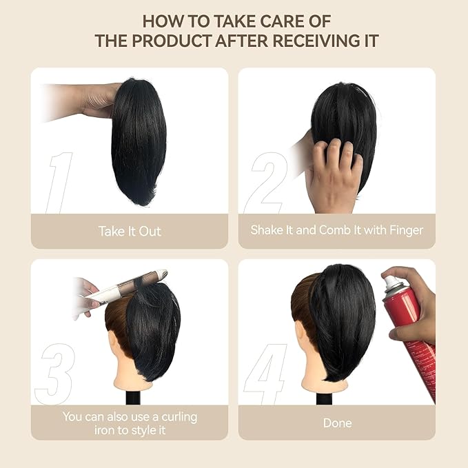 Claw Clip Ponytail Extension - 10 Inch Short Ponytail Extension, Straight Pony Tails Hair Extensions, Synthetic Hair Extensions Ponytail, Clip On Ponytails for Women (Light Brown with Golden Ends)