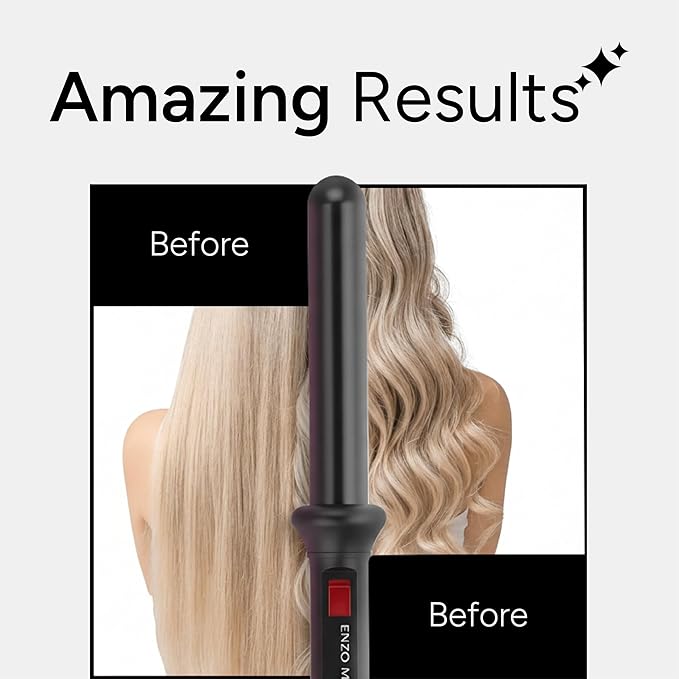 ENZO Milano 25mm (1 Inch) Analog Clipless Ceramic Curling Iron / Curling Wand