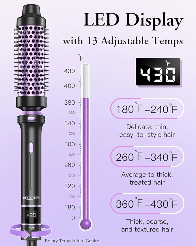5 in 1 Curling Iron, Curling Wand Set with Thermal Brush, Flat Iron Hair Straightener, 3 Ceramic Irons (0.35"-1"), 13 Adjustable Temps, Hair Curler Waver with Heat Resistant Mat, Glove, Clip