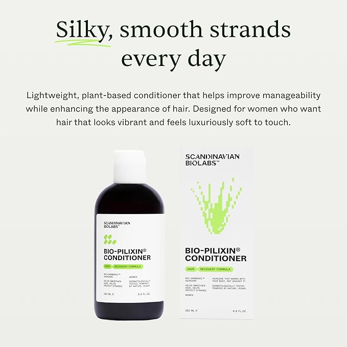 Scandinavian Biolabs Bio-Pilixin® Conditioner For Women | Prevents Split & Damaged Ends, Restores Weak Hair, Supports Scalp Vitality, Dermatologically Tested, Made in Denmark, 250 mL/ 8.8 Oz