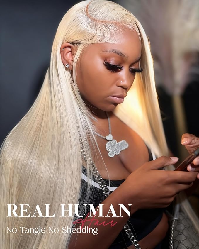Alididi 613 13x6 Lace Front Wig Human Hair 22 Inch 180 Density Blonde Wig Human Hair Straight 100% Real Human Hair True Length Random Dyeing No Tangle No Shedding No synthetics Triple Lifespan 3x