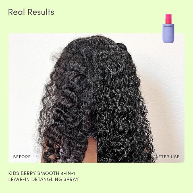 Evereden Kids Detangler Spray: 4-in-1 Leave-In Hair Spray | Detangle, Moisturize & Strengthen| Easily Tackle Even the Toughest Knots | Clean & Vegan All types of Hair Product for Kids | Pack of 2