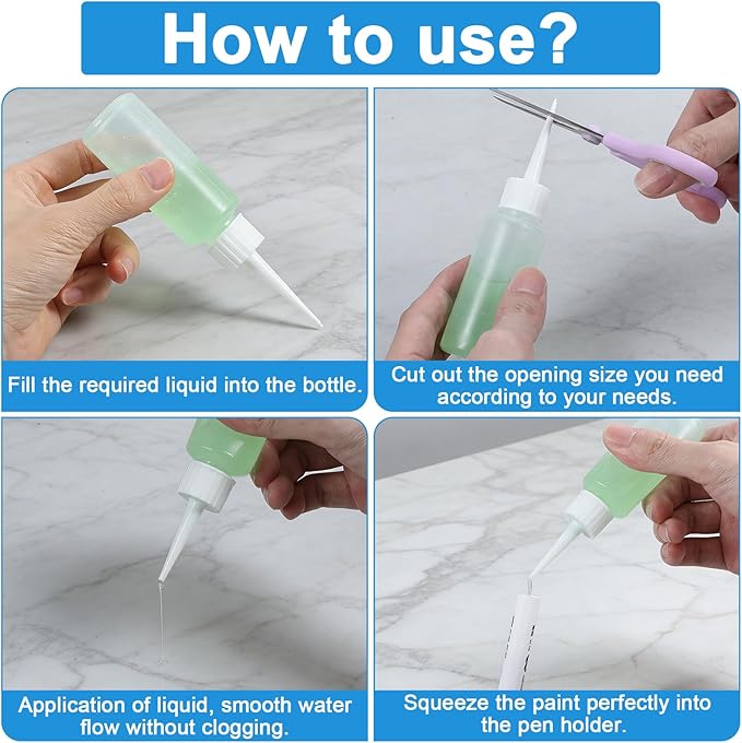 8 Pcs Small Squeeze Bottles, 50ml Tiny Applicator Bottle, Clear Empty Needle Tip Bottles for DIY Craft, Leak-Proof Hair Dye Bottle for Hair Dye, Paint Art and Liquids