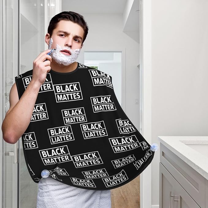 Adjustable Non-Stick Beard Apron, Hair Catcher Cape for Shaving Grooming, Waterproof with Suction Cups Men, Black People Lives Matter Shave Bib