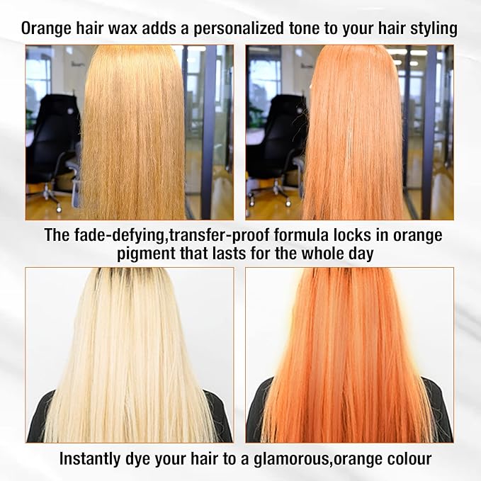 Temporary Hair Color for Kids, Ultikare Orange Hair Dye Washable Natural Hair Wax Color Chalk Mud Cream DIY Hairstyle Clay For Dark Hair Halloween, Cosplay, Party, Christmas Gift Girls 3.4 Fl Oz