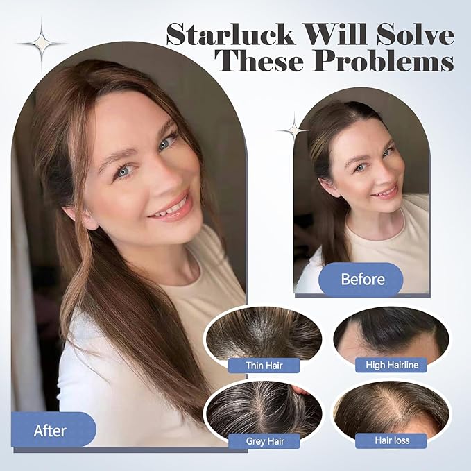 HAIRCUBE Hair Toppers 100% Real Human Hair,Ombre Ash Blonde, 5.5"*5"MONO Large Base, 56g Hand-moven Real Human HairToppers for Women with ThinningHair