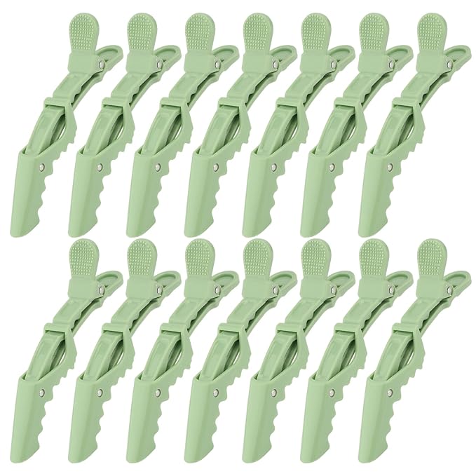Ondder 14 Pcs Green Hair Clips for Sectioning and Styling - Larger Salon Pro Clips for Barber Coloring, Cutting - Hair Accessories for Women and Men