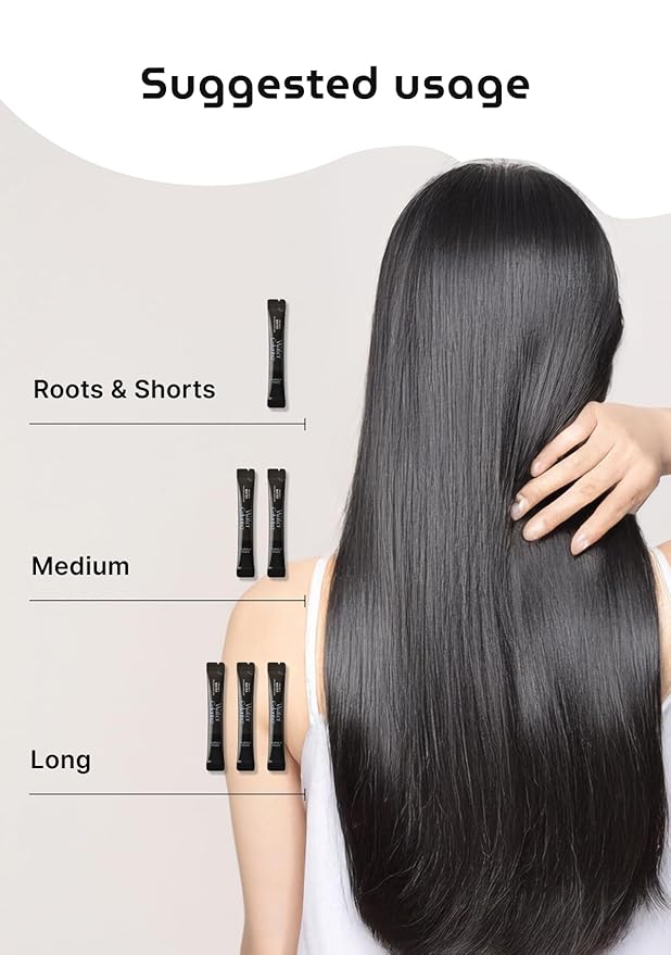 Korean Permanent Hair Dye, Powder Hair Color Kit, Natural Black, Gray Hair Coverage, Plant-Based Formula, Easy Application for Roots, Short & Long Hair, Vegan, Just Mix with Water (3 Powder Packets)