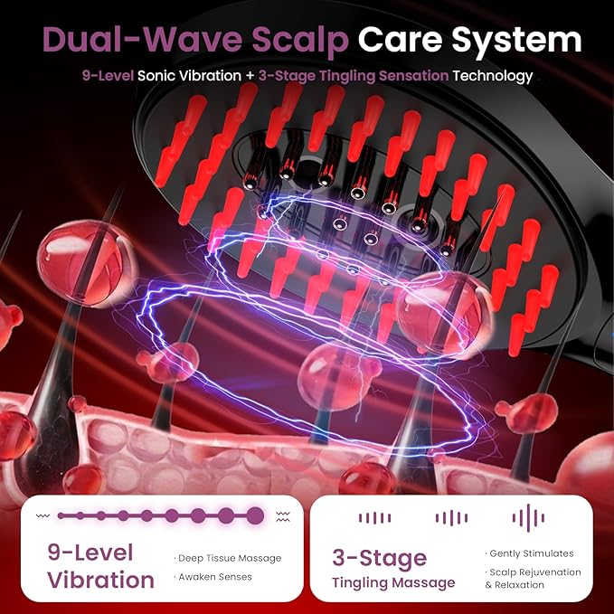 6-in-1 Rechargeable Scalp Massager Hair Growth Oil Applicator, Nano Mist, Electric Scalp Vibration Brush for Home Spa, Effortless Detangling & Relaxation Head Massage Tool for All Hair Types