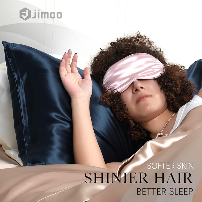 100% Mulberry Silk Pillowcase for Hair and Skin, 22 Momme Pure Natural Silk Pillow Case Both Sided with Zipper, Pillow Cover for Women Mom Men (Navy Blue, Queen 20''×30'', 1 Pack)