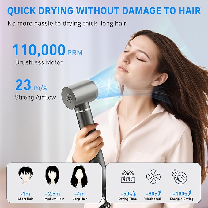Quico 5 in 1 Blow Dryer Brush, Auto-Rotating Curling Brush, Air Curler for Hair, Hot Air Hair Styler with Negative Ions, No Heat Damage