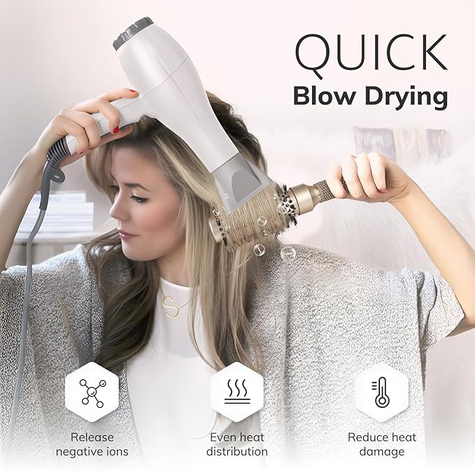 Sndyi Small Round Brush for Blow Out, Nano Thermal Ceramic Ionic Round Hair Brush with Boar Bristles, Boost Shine & Volume, For Short Hair with Quick Blow Drying & Salon Styling - 2.3'', Barrel 1.3''