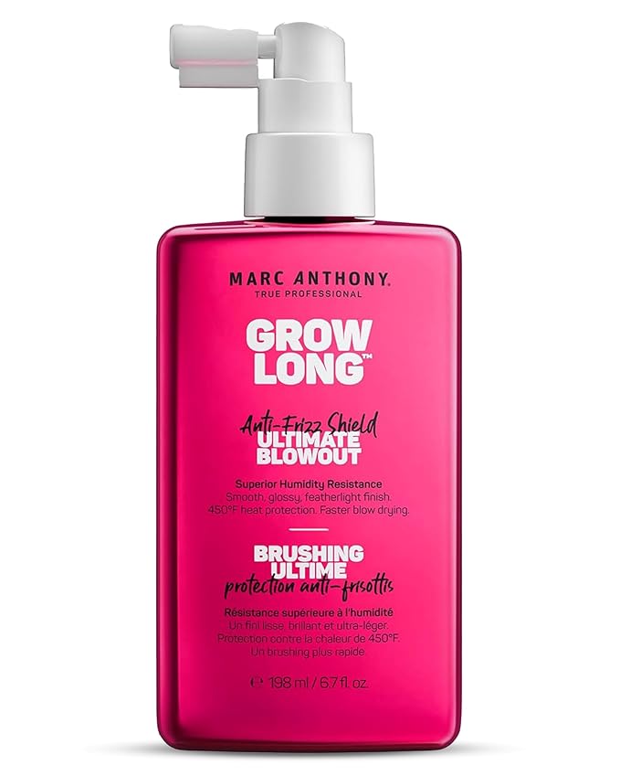 Marc Anthony Anti-Frizz Shield Ultimate Blowout Spray, Grow Long - Smooth, Shiny Hair in High Humidity - Heat Protectant - 6.7 oz