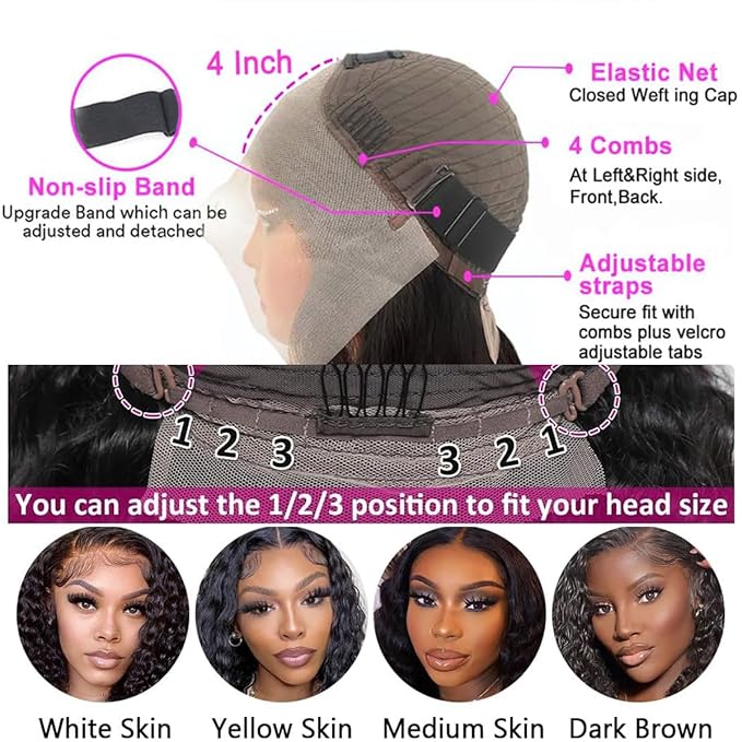 Aomllute Deep Wave Lace Front Wigs Human Hair Wigs for Women 200 Density 13x4 HD Deep Curly Lace Front Wig Human Hair Glueless Lace Front Wig Human Hair Pre Plucked 24 Inch