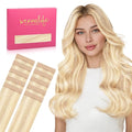 WENNALIFE Tape in Hair Extensions Human Hair Balayage Light Wheat Platinum Blonde Tape in Extensions, 10pcs 25g 18 inch Remy Invisible Tape Ins Straight Colored Soft Real Human Hair Tape in Extensions