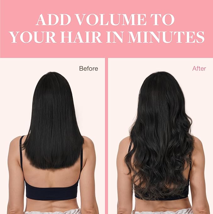 GOO GOO Clip in Hair Extensions Real Human Hair, Remy Human Hair Extensions Clip ins for Women, Natural Human Hair, 12inch 85g 7Pcs, 1 Jet black