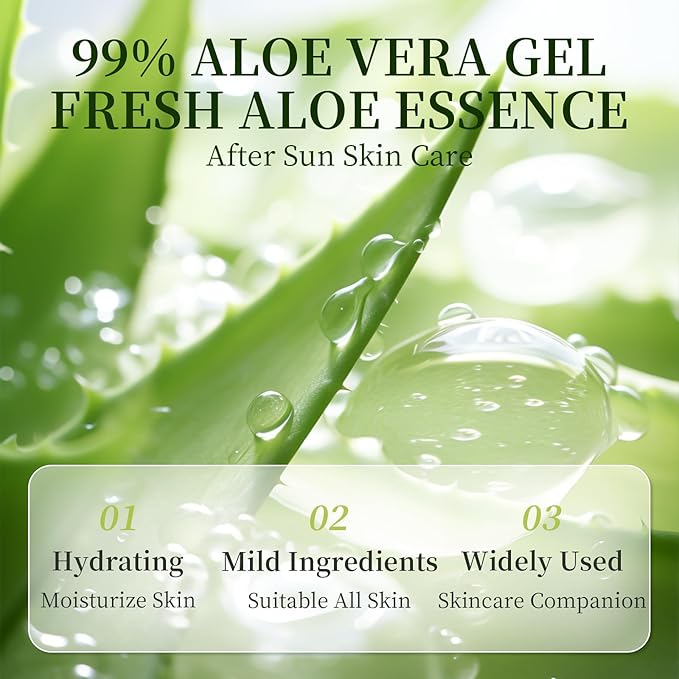 30 Pack Aloe Vera Gel for Face, Hair, Skin, Sunburn Relief, 99% Pure Aloe Vera Gel for After Sun Skin Care Relief, Bulk Aloe Gel Travel Size for All Skin Types