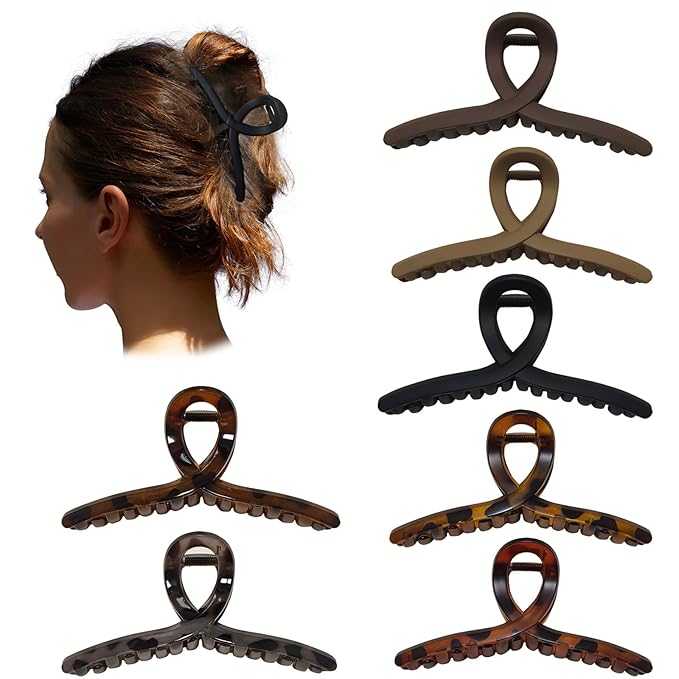 5 Inch Extra Large Hair Claw Clips, 13 cm No Slip XL Hair Clips for Thick Long Curly Hair, Big Claw Clips, 7 Pack
