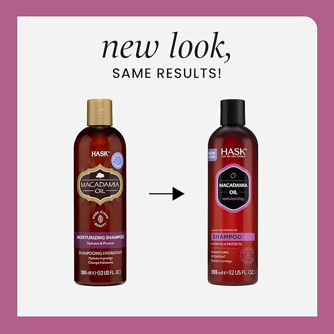 HASK Macadamia Oil Moisturizing Shampoo + Conditioner Set | For All Hair Types, Sulfate-Free, Paraben-Free, Gluten-Free, Cruelty-Free, Color Safe | 12oz each