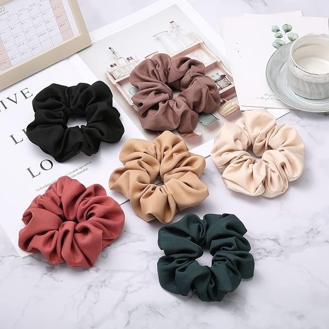 Lolalet Scrunchies for Women, Satin Hair Scrunchies Softer Than Silk Hair Ties for Hair Sleep, Big Scrunchy Ponytail Holder with Elastic Hair Bands for Girls Thick Thin Curly Hair -6 Pack, Style E
