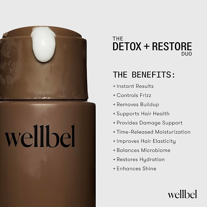 Detox + Restore Duo – Shampoo & Conditioner Set for Scalp Health & Hydration – Microbiome Reset & Frizz Control with Peptides & Hyaluronic Acid (2 x 8.45 oz)