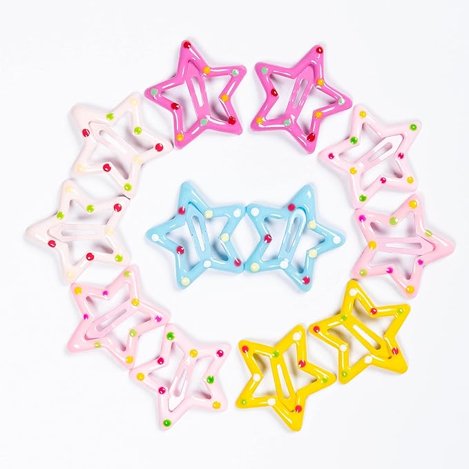Star Hair Clips for Girls, 50 Pcs No Slip star Metal fashion Hair Snap Clips Barrettes for Kids Teens Women