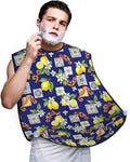 No-Slip Shaving Bib, Beard Grooming Apron with Strong Suction Cups, Blue Watercolor Lemon Tree Leaf Flowers Floral