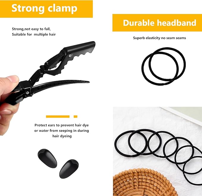 26PCS Hair Dye Coloring Kit, Professional Hair Bleach Kit, Hair Coloring Products, Gloves, Storage Bag, Rubber Band, Shawl, Clips, Brush, Bowl, Ear Cap, Mixing Spoon, Black