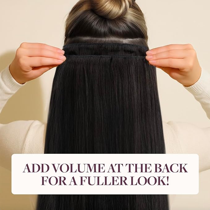 GOO GOO Clip in Hair Extensions Real Human Hair, Remy Human Hair Extensions Clip ins for Women, Natural Human Hair, 20inch 80g 2Pcs, #1B Natural Black
