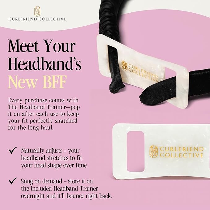 Curlfriend Collective Curly World Comfort Curve Silk Headband – Luxury 100% Mulberry Silk Hair Accessory for Women, Non-Slip, No Headache, Stylish Wide Headband for Curly Hair