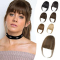 Wispy Bangs Hair Clip, 100% Human Hair Clip In Brown Bangs for Women, Soft Layered Fake Bangs with Feathered Fringe, Easy Clip-On Design for Daily Wear & Halloween